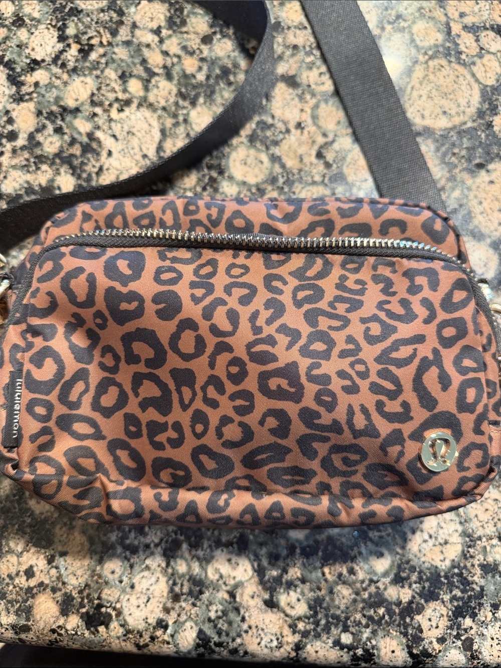 lululemon athletica Brown and Black Leopard Print Crossbody Bag